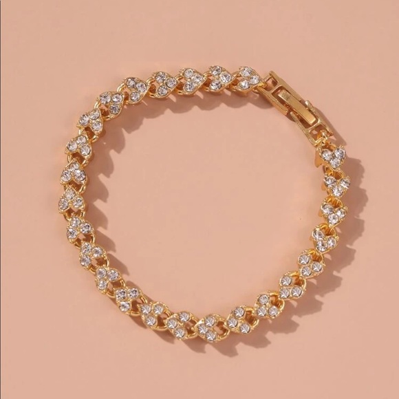 Gold Swarovski Elements Heart Tennis Bracelet - Picture 5 of 6
